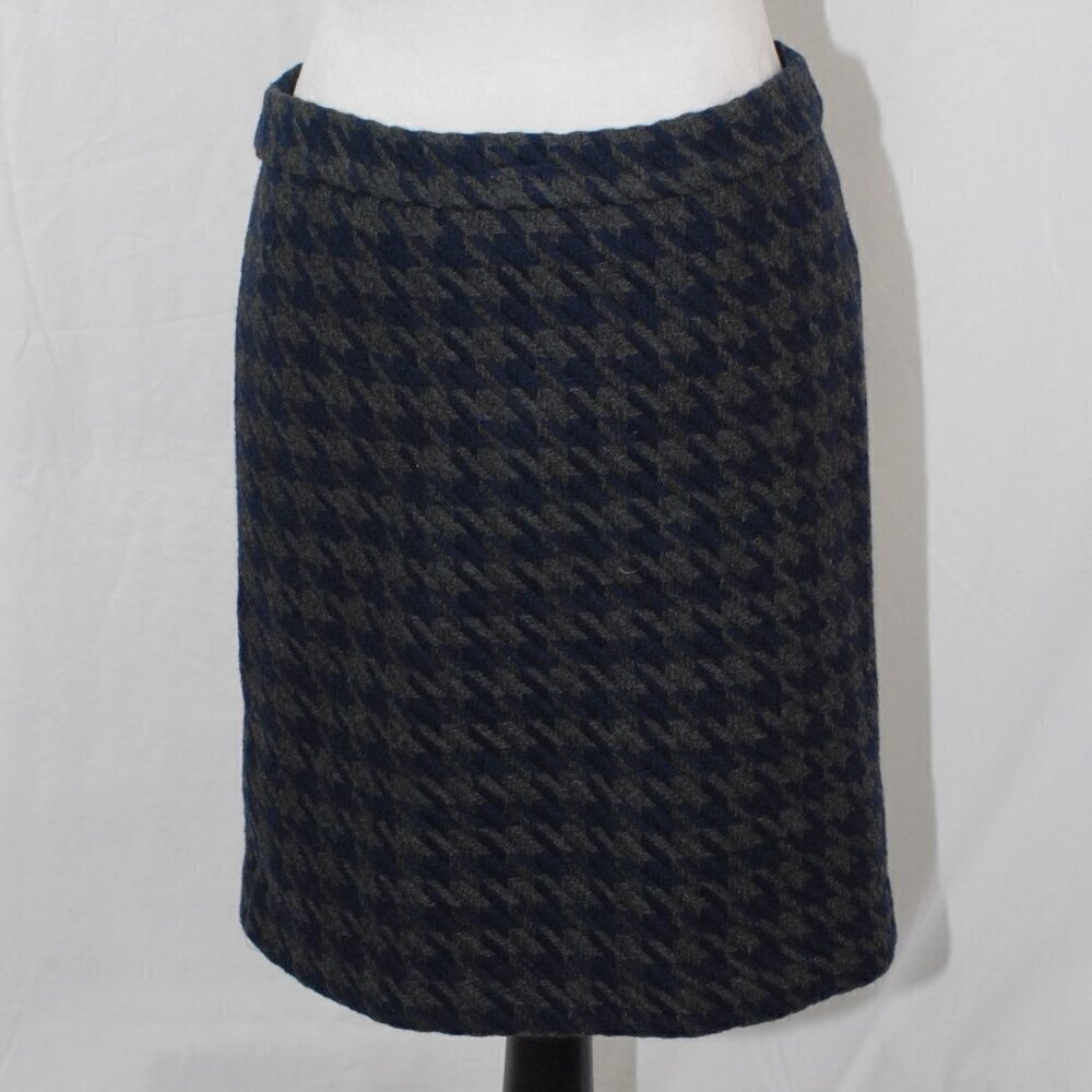 40% Wool 20” length Houndstooth Tommy Hilfiger Womens Size 4 Skirt  Blue Gray